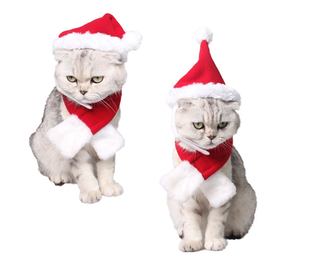 Style: E, Size: S - Dog Hat Dog Scarf Christmas Suit Pet Handsome Christmas Costume