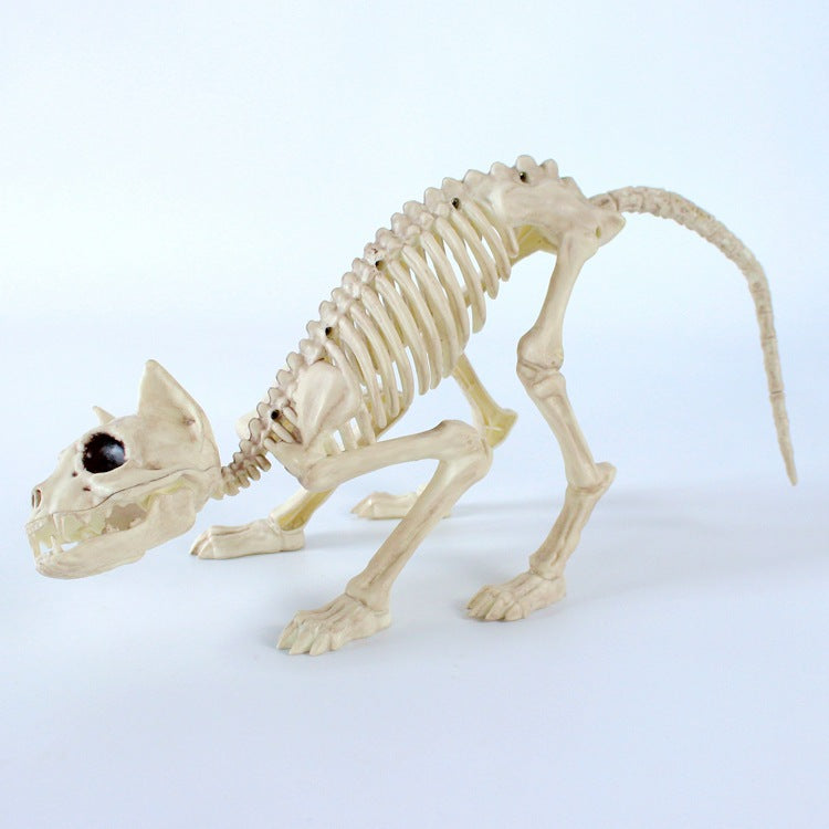 Size: 50cm, style: Small cat - Halloween Decoration Artificial Animal Skeleton