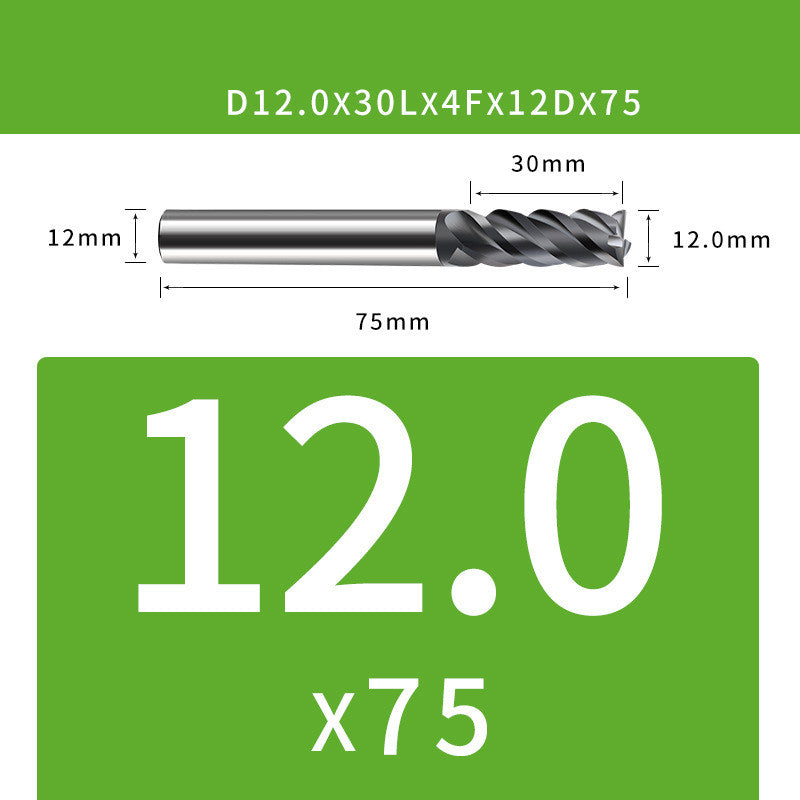 Style: D12 30L 4F 12D 75L - 4-blade end mill