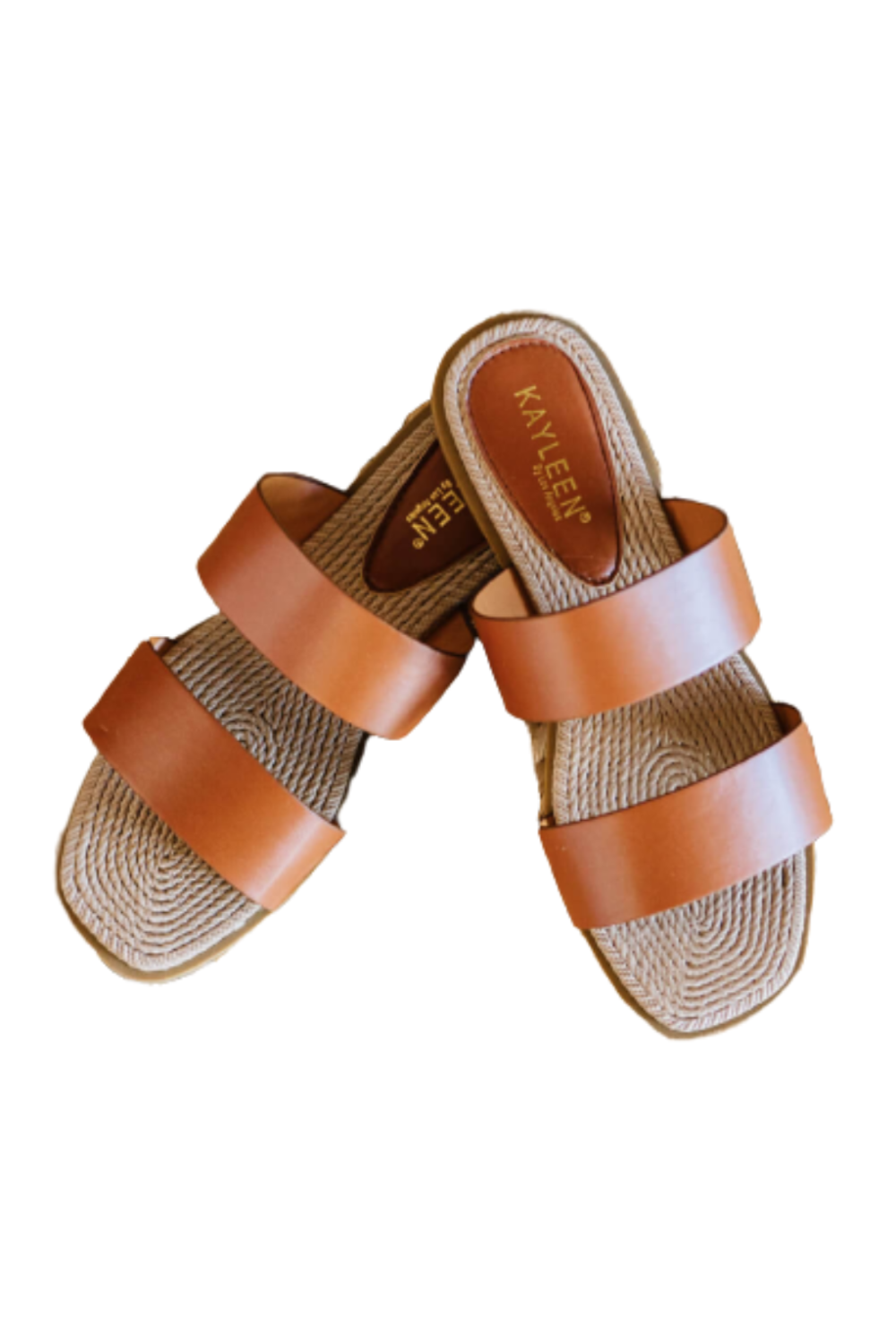 Tan Strappy Slides Sandals - American Smart