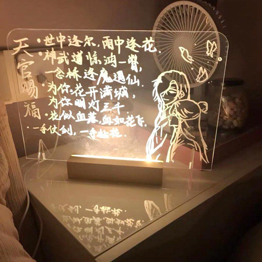 LED Note Board Light With Pen USB Message Board Night Light Creative Acrylic White Lamp For Bedroom Children Girls Friend Gifts