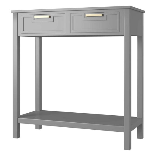 Modern Entryway Accent 2 Drawer Sofa Side Table Grey - American Smart