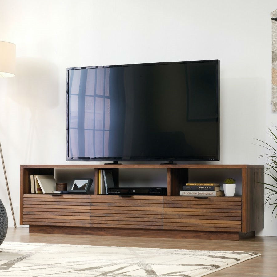 Modern Walnut Finish TV Stand Entertainment Center - Fits up to 70-inch TV