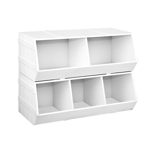 Keezi Kids Toy Box Stackable Bookshelf Storage Organiser Bookcase Shelf-0
