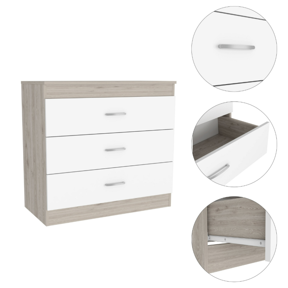 6 Drawer Double Dresser Tronx, Superior Top, Light Gray Finish-6
