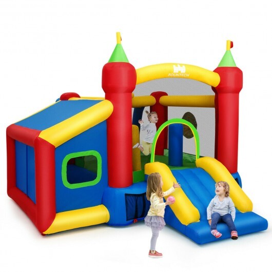 Inflatable Bounce House Kids Slide Jumping Castle without Blower - Color: Multicolor