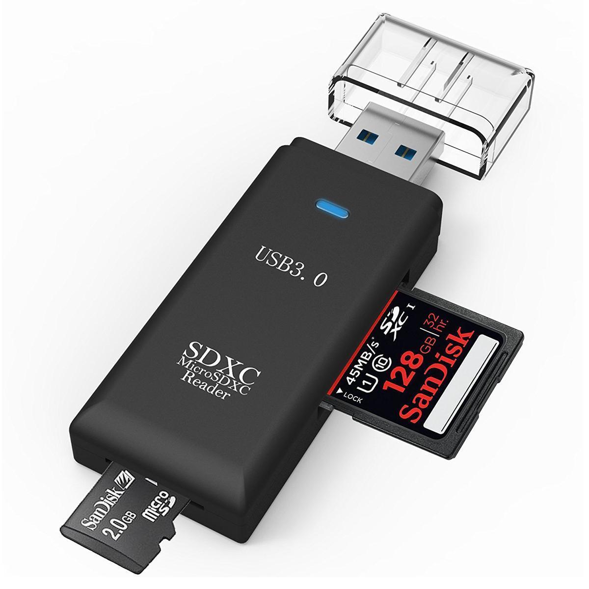 USB 3.0 Multi-function SD Memory Card Reader for SDHC SDXC MMC  black