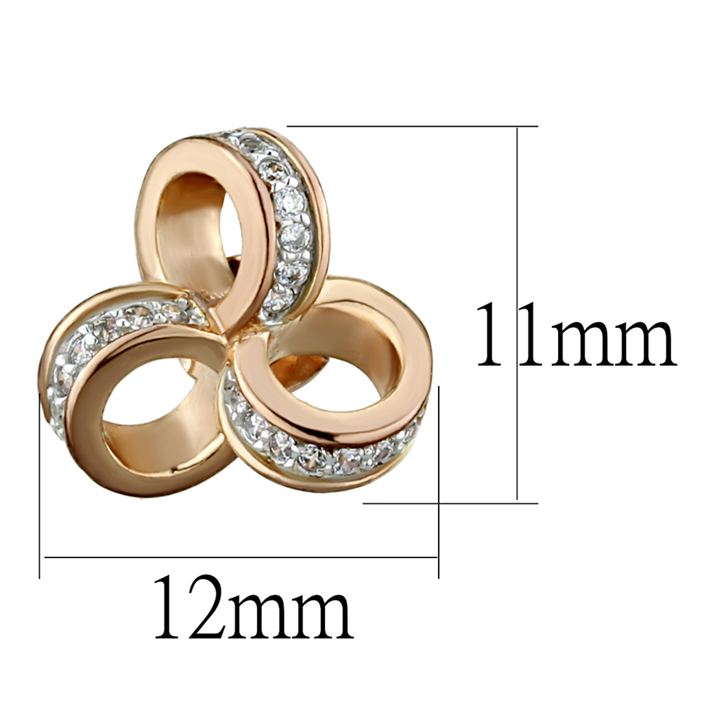 TS513 - Rose Gold + Rhodium 925 Sterling Silver Earrings with AAA Grade CZ  in Clear