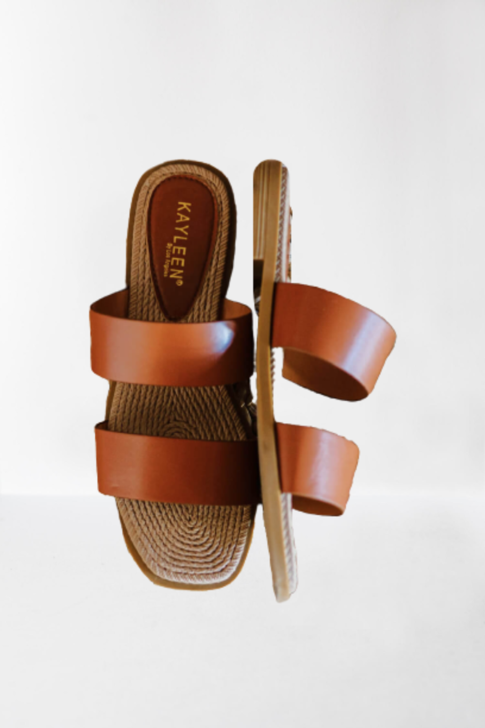 Tan Strappy Slides Sandals - American Smart