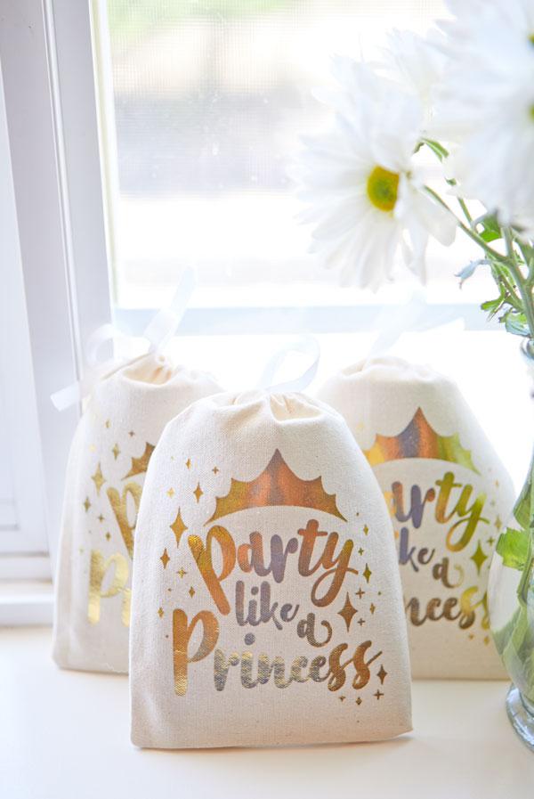 Party Like a Princess Gold Foil Gift Bags