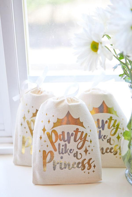 Party Like a Princess Gold Foil Gift Bags