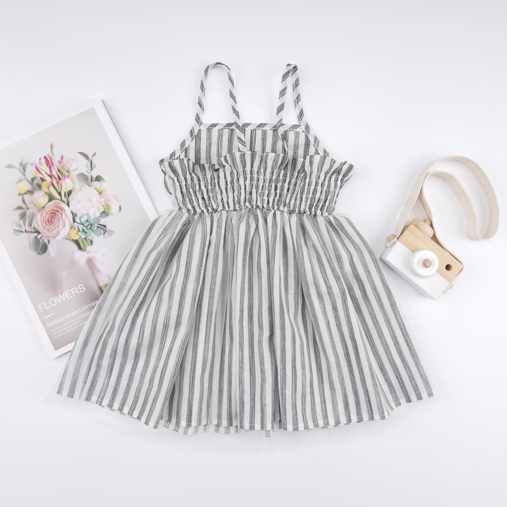 Striped Bow Detail Spaghetti Strap Dress