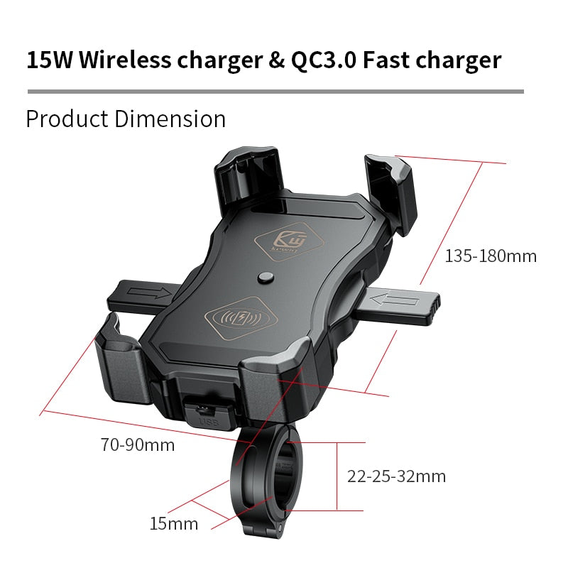 Motorcycle/Bike Phone Holder with Wireless Fast Charging