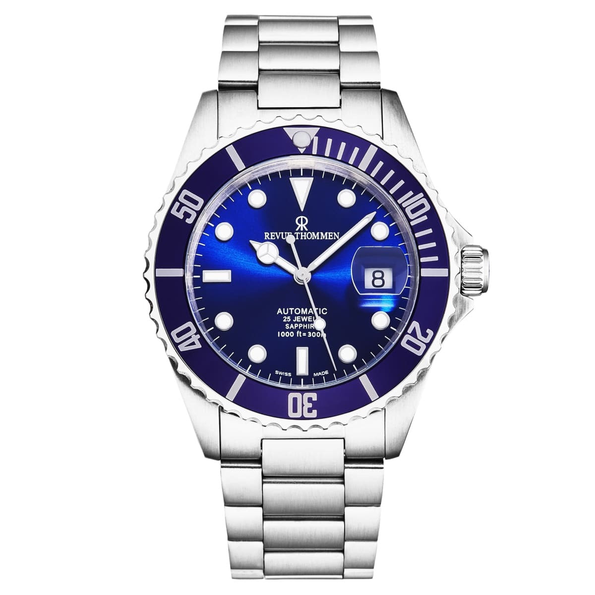 Revue Thommen Men's 'Diver' Blue Dial Stainless Steel Bracelet Swiss Automatic Watch 17571.2128